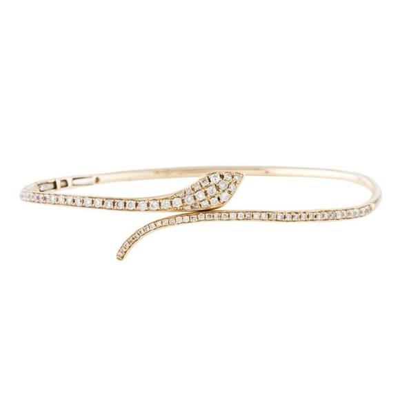 Jewelry - 14K Yellow Gold Hinge Bracelet with Snake Motif